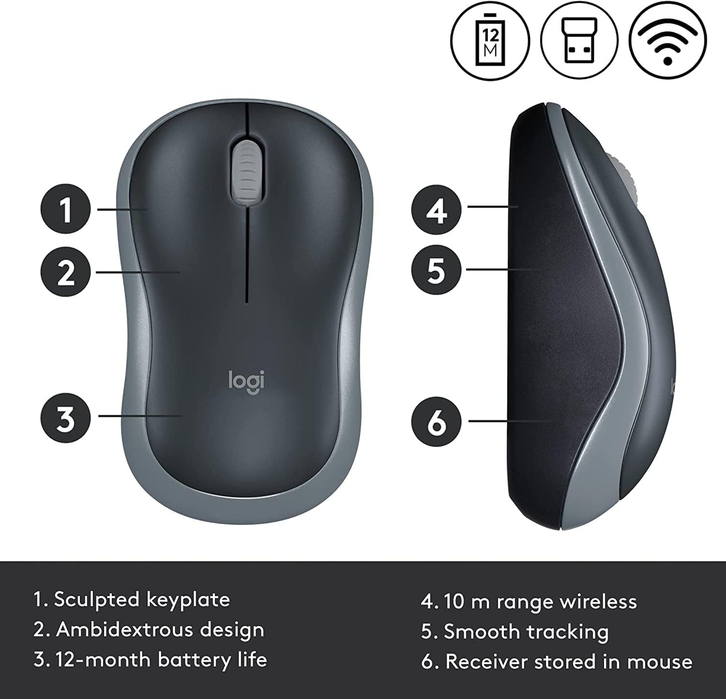 Logitech Wireless Mouse M185 (Swift Grey)