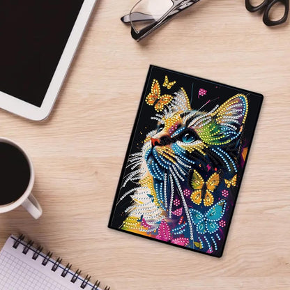5D DIY Diamond Painting Notebook Art Kits for Adults Beginners Cover Leather Diamond Painting Sketchbook Flower Diamond Art Hardcover Dairy Book Festival Birthday Gift 8.26x5.7 in (Blue-04)