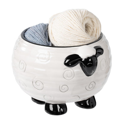 Surlama Yarn Bowl for Crochet Large Sheep Shaped Ceramic Yarn Holder Crochet Bowl Knitting Bowl, 6 Inch Wide x 4 Inch High