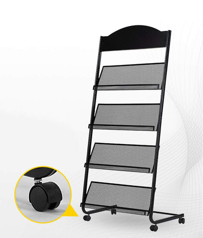 Iron Simple Floor-Standing Magazine Display Rack - Black