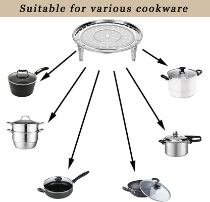 Steamer Rack for Cooking, 18/8 Stainless Steel Steaming Rack, 8.5 Inch Steam Tray with Removable Legs