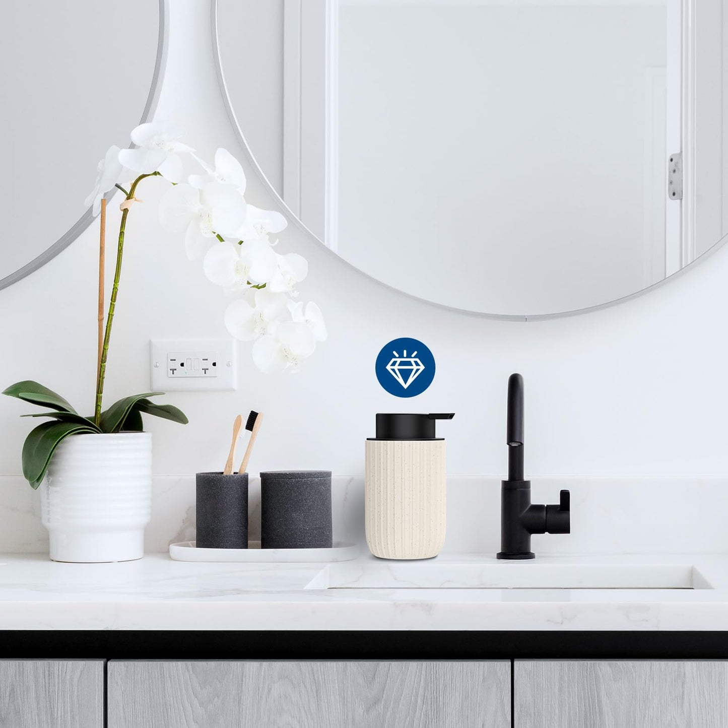 Ceramic Foaming Soap Dispenser, 12 oz Bathroom Foam Hand Soap Dispenser, Refillable Lotion Soap Dispenser with Removable Pump for Kitchen Hand Wash Dispenser, Modern Home Decor(2Pack-Black)