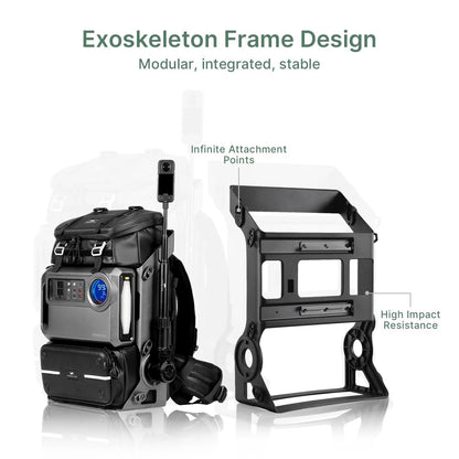 COALAX Lancer300 Pro Camera Backpack with 300W Power Station, Modular Creator Backpack with Magic Arm for Hands-Free POV Filming, Exoskeleton Camera Bag for Photography & Outdoor Production (Black)