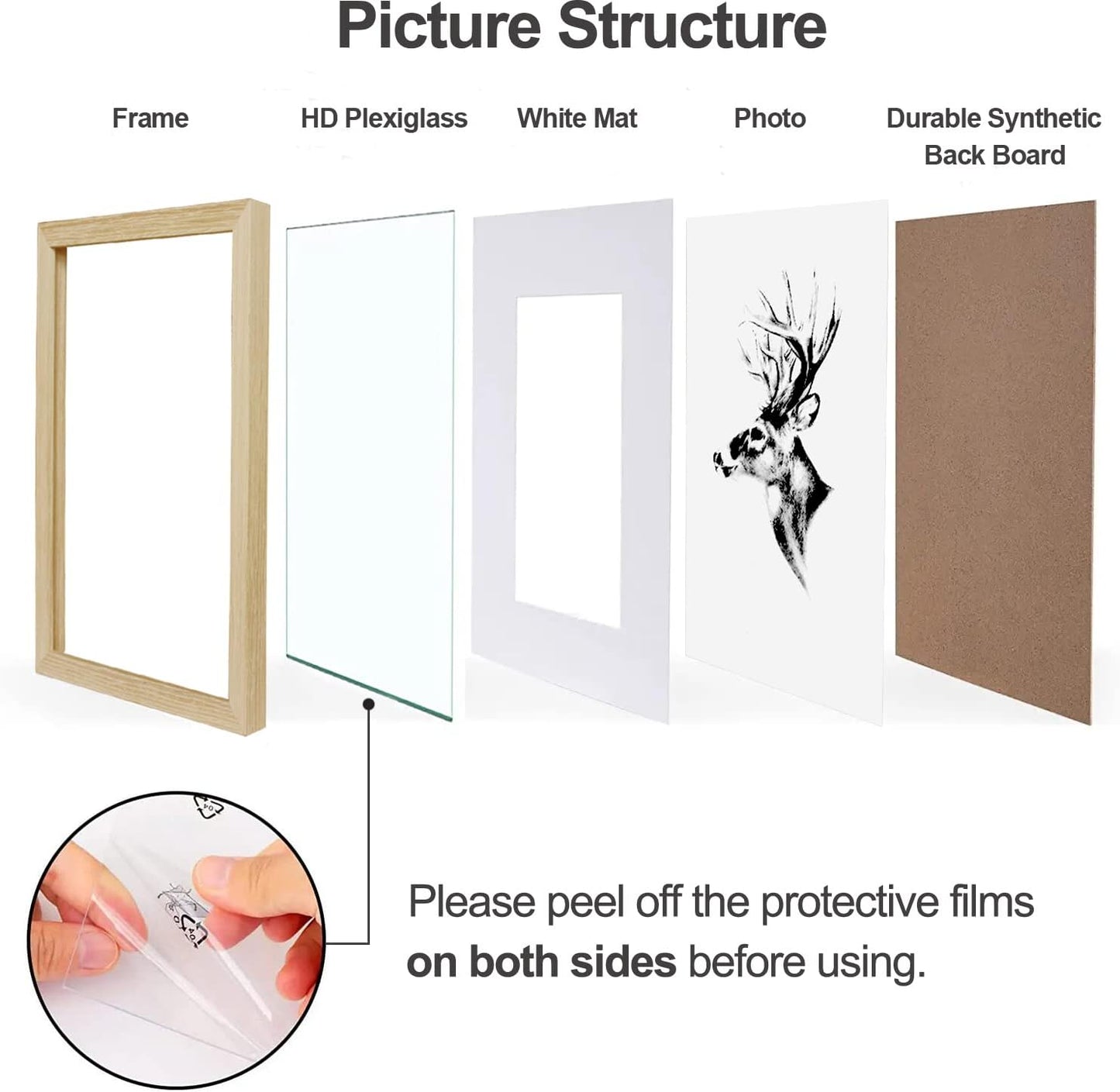 12x16 8.5x11 Set 4, 12x16 (4 pack, Yaetm Picture Frame with Mat for of Natural Solid Oak Wood Frame for Gallery Wall