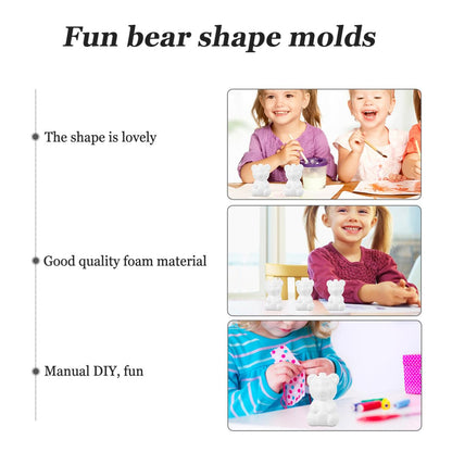 SEWACC 20pcs Foam Bear Blank White DIY Foam Bear Mould Scultpture Modelling Polystyrene Shape Mould Craft for Party Decorations Floral Arrangement 7.5cm