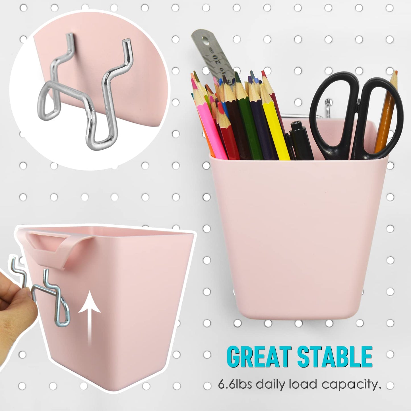 G.CORE Peg Board Organizer 21 Pack, Pegboard Accessories with Baskets Cups Hooks - 1/8" & 1/4" Peg Board Wall Tool Organizers, Utility Holders & Hangers for Garage Craft Workbench