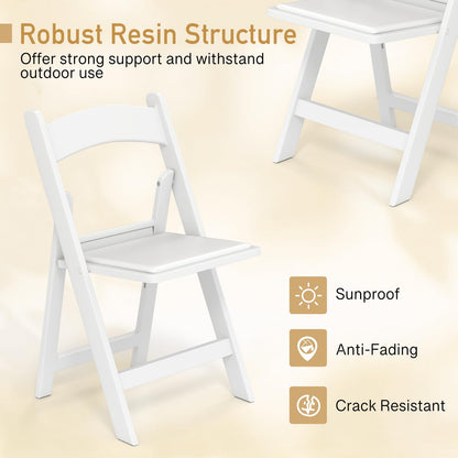 HAPPYGRILL Folding Patio Dining Chairs Set of 20, 1100 lbs Capacity Resin Padded Seats, Lightweight Portable Outdoor Chairs for Patio, Office, Weddings, Events, White (20)
