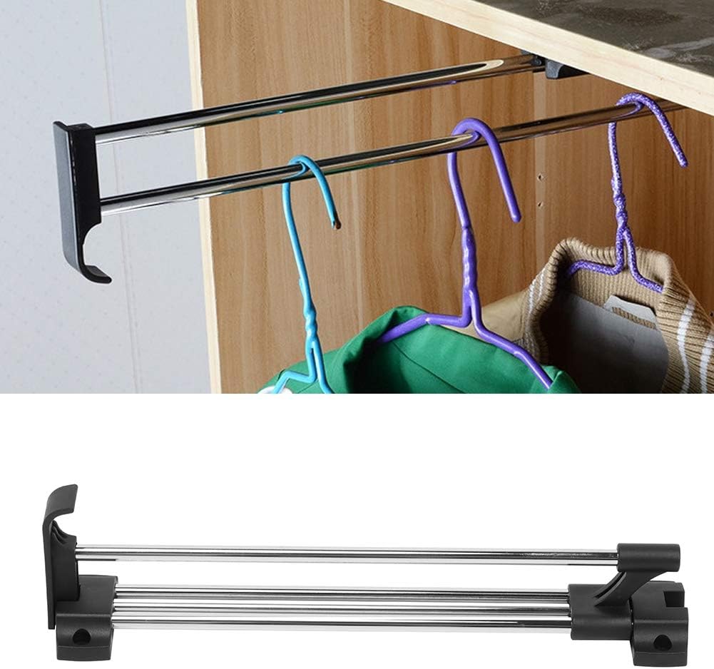 Stainless Steel Extendable Wardrobe Rail Tube, Adjustable Pull Out Closet Rod for Clothing Organizer