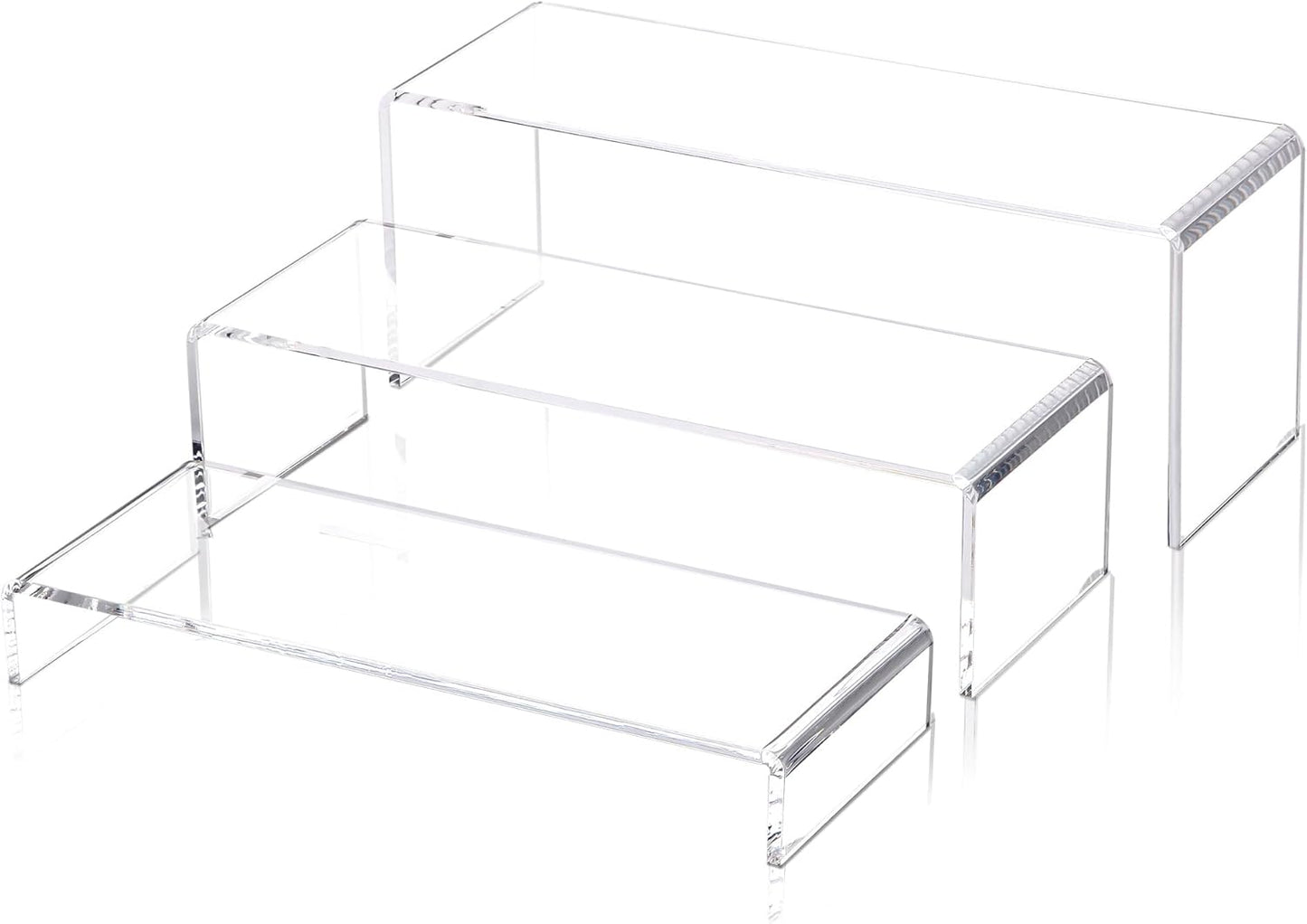 1 Set 3 12" 5 mm Large Acrylic Clear Display Risers, Sizes Rectangular Showcase Collectibles Display Shelf, Thick
