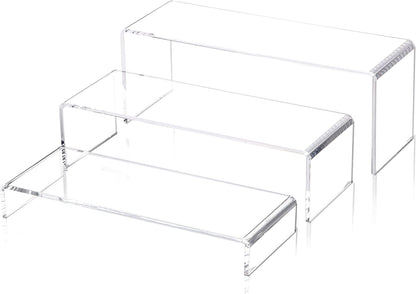 1 Set 3 12" 5 mm Large Acrylic Clear Display Risers, Sizes Rectangular Showcase Collectibles Display Shelf, Thick