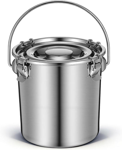 152 oz iplusmile Stainless Steel Airtight Canisters Container: fl Airtight Clamp Lid Kitchen Food Storage Bucket