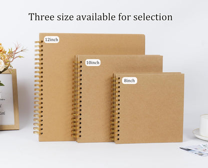 RECUTMS 8 x 8 Inch Small DIY Scrapbook Photo Album, 60 Pages Hardcover Craft Paper Photo Album for Memory Book, Anniversary, Valentines Day Gifts (Brown)