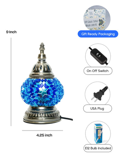 KRAFTSTORIES DIY Turkish Mosaic Lamp Kit – Create Your Own Colorful Glass Table Lamp | Handmade Arts & Crafts Kit for Adults | Moroccan Boho Unique Gift Idea, Includes All Materials (Blue)