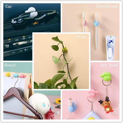 14pcs Thumb Wall Hooks, Self Adhesive Cable Organizer Clips, No Punching Key Hook Holder, Multifunctional Silicone Hooks