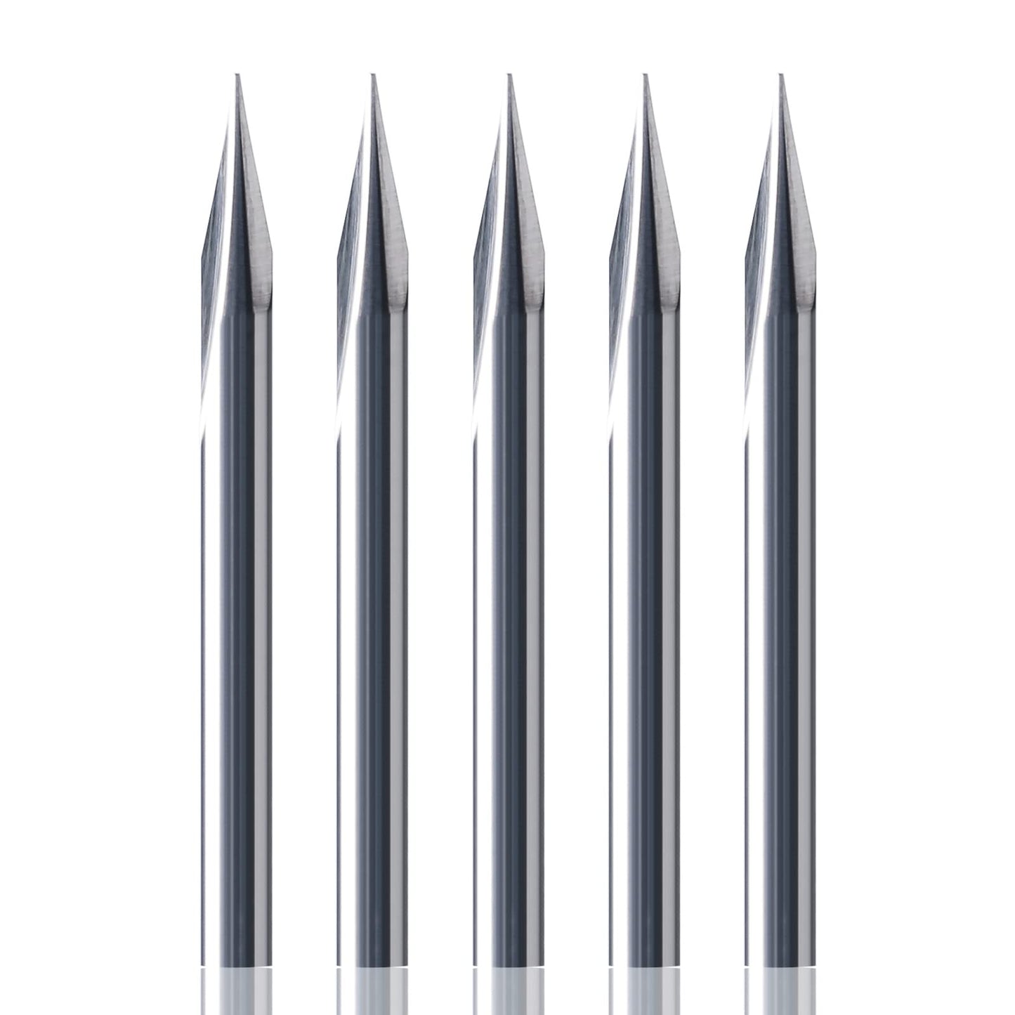 HUHAO 5PCS CNC Wood Carving Router Bit Set,20 Degree Engraving 1/8 Inch Shank V Bit 2 Flute 0.1mm Tip Carbide V Bit for Acrylic Metals Wood MDF PVC