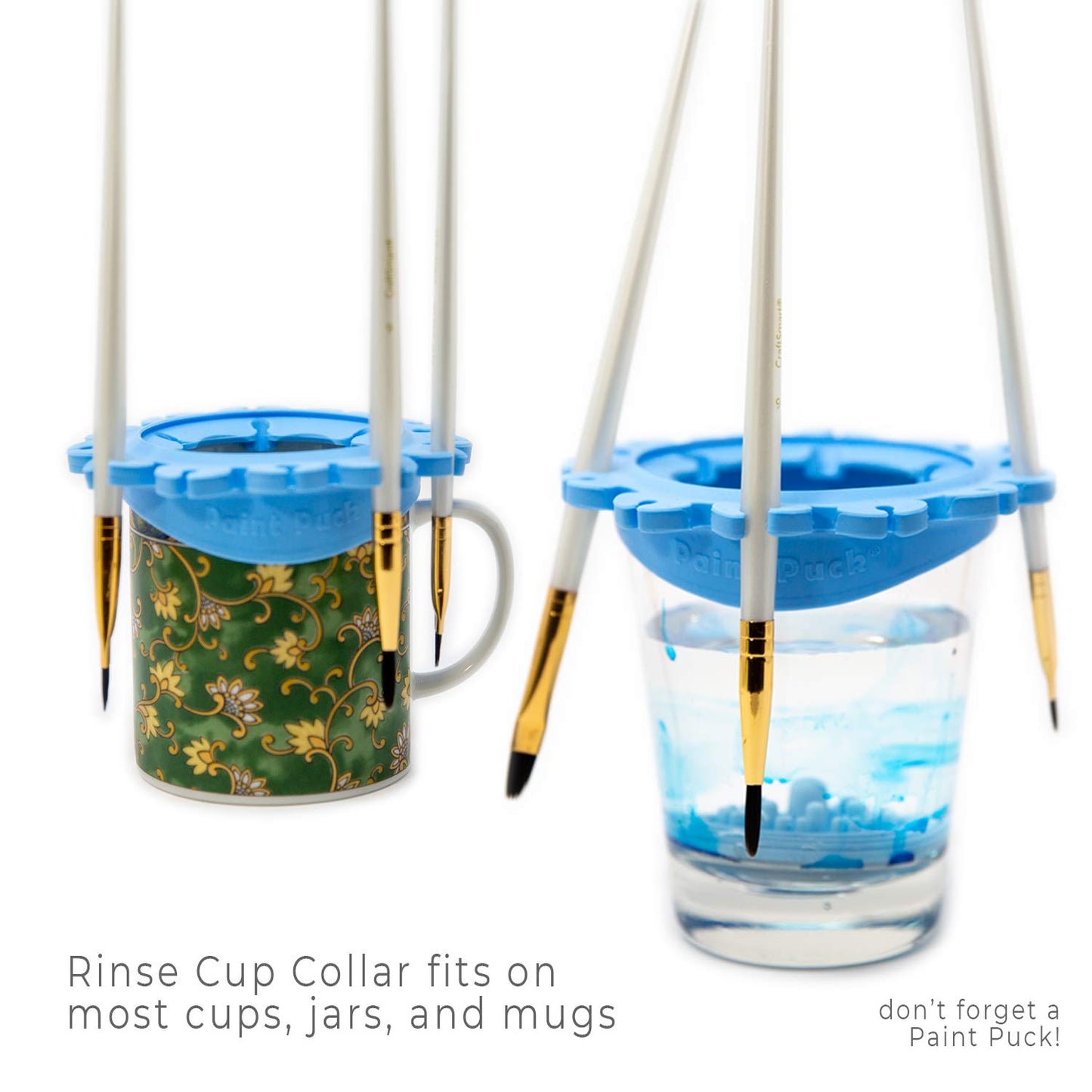 Paint Puck Ultimate Rinse Cup Paint Brush Cleaner (Blue, Mug) - Non-Spill Paint Water Cup & Brush Cleaner with Brush Holder, Squeegee Lips & Drip Tray for Acrylic, Watercolor & Art Supplies