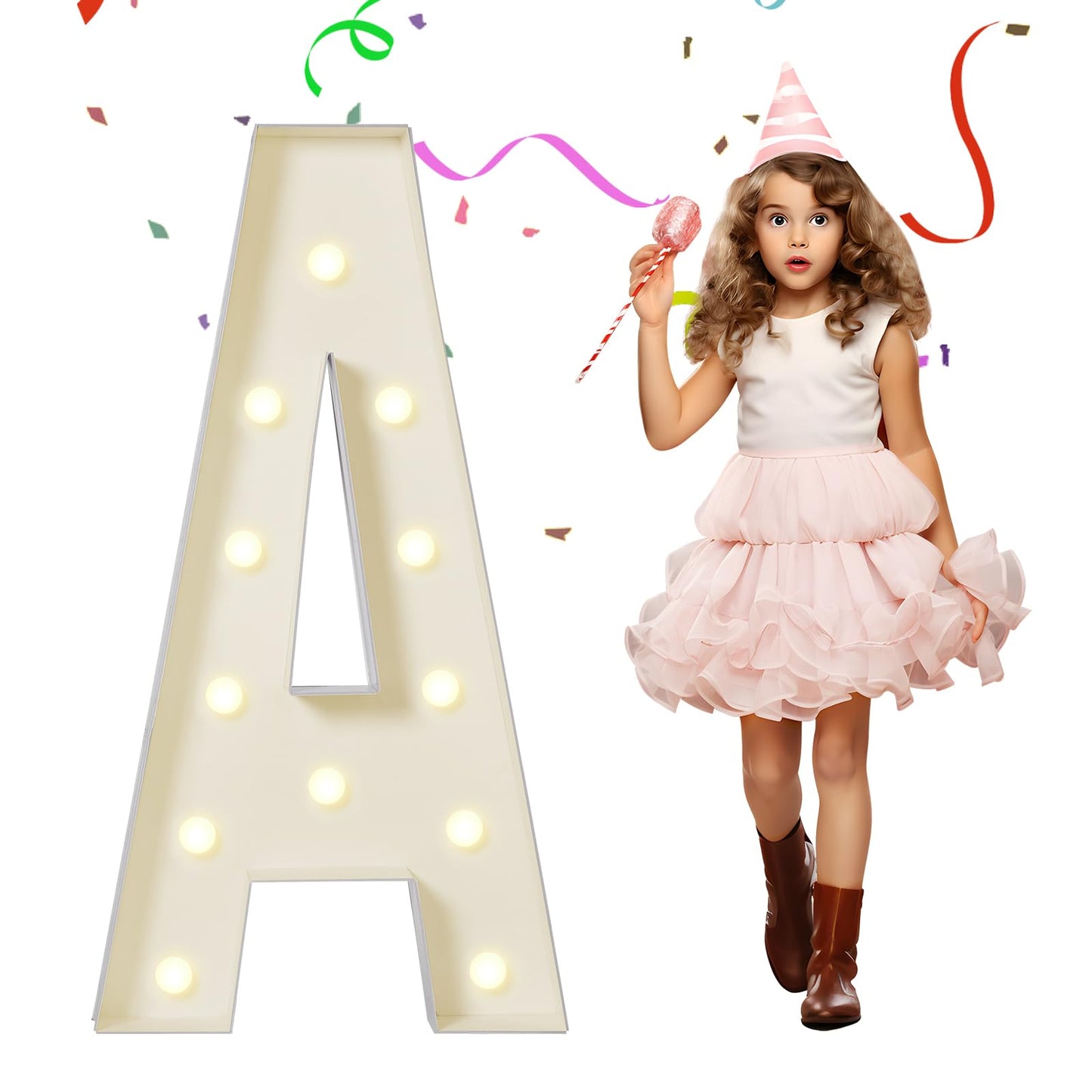 eufony Marquee Letters 4 Feet Tall, 4 FT Marquee Light Up Letters, Giant Light Up Letters 4FT for Birthday Party Baby Shower Gender Reveal Graduation Decorations, Letter A with LED Lights DIY Kit