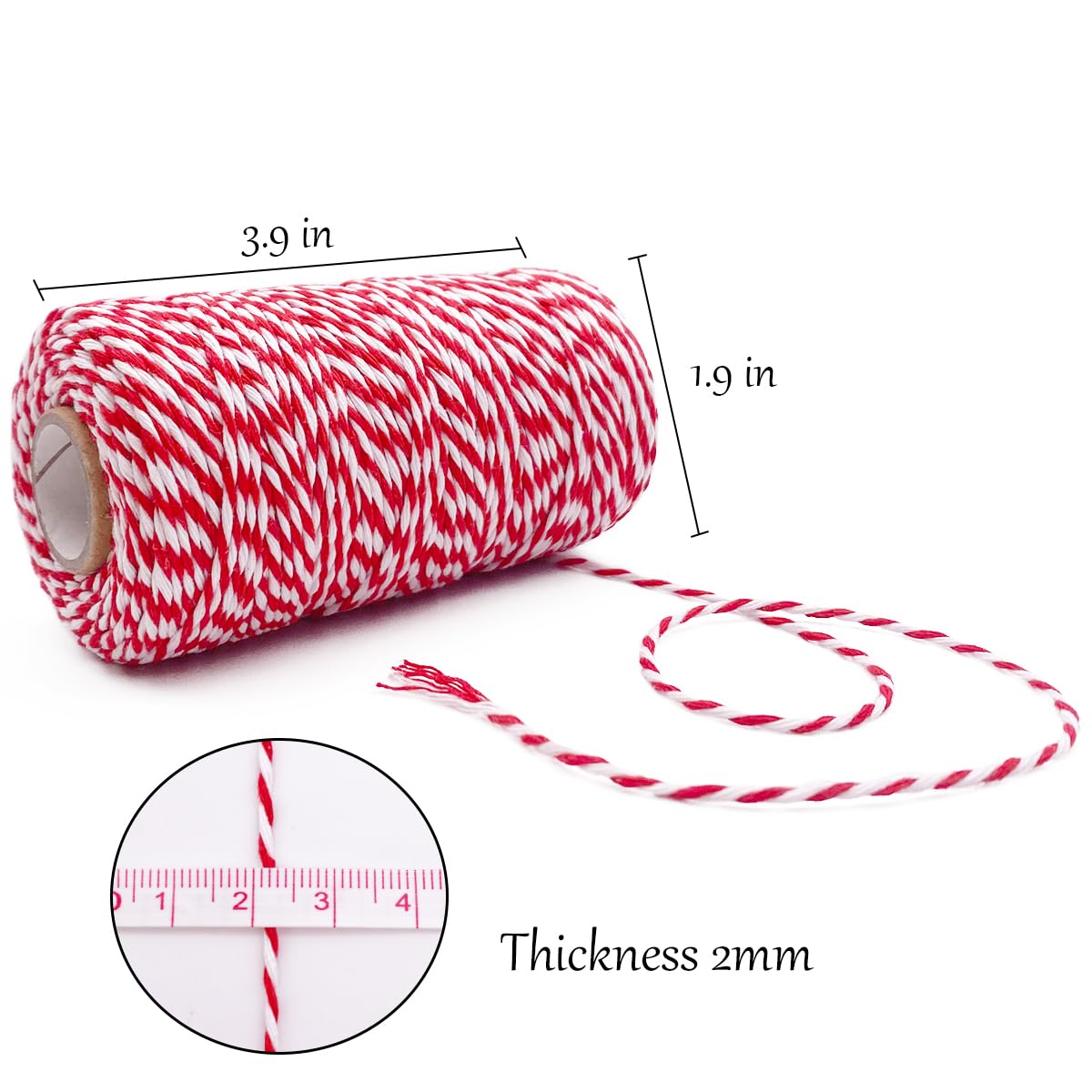 Christmas Twine for Gift Wrapping DIY & Crafts,2 Rolls,656 feet in Total,Gold White and Red White