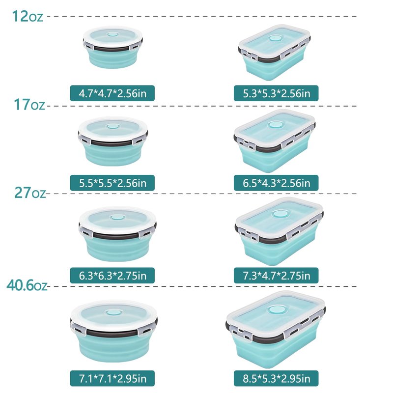 Ainmvnos 8 Collapsible Food Storage Containers, Silicone Collapsible Food Storage Containers, Collapsible Food Storage Silicone, Rv Collapsible Bowls, Collapsible Storage Containers for Food Camping