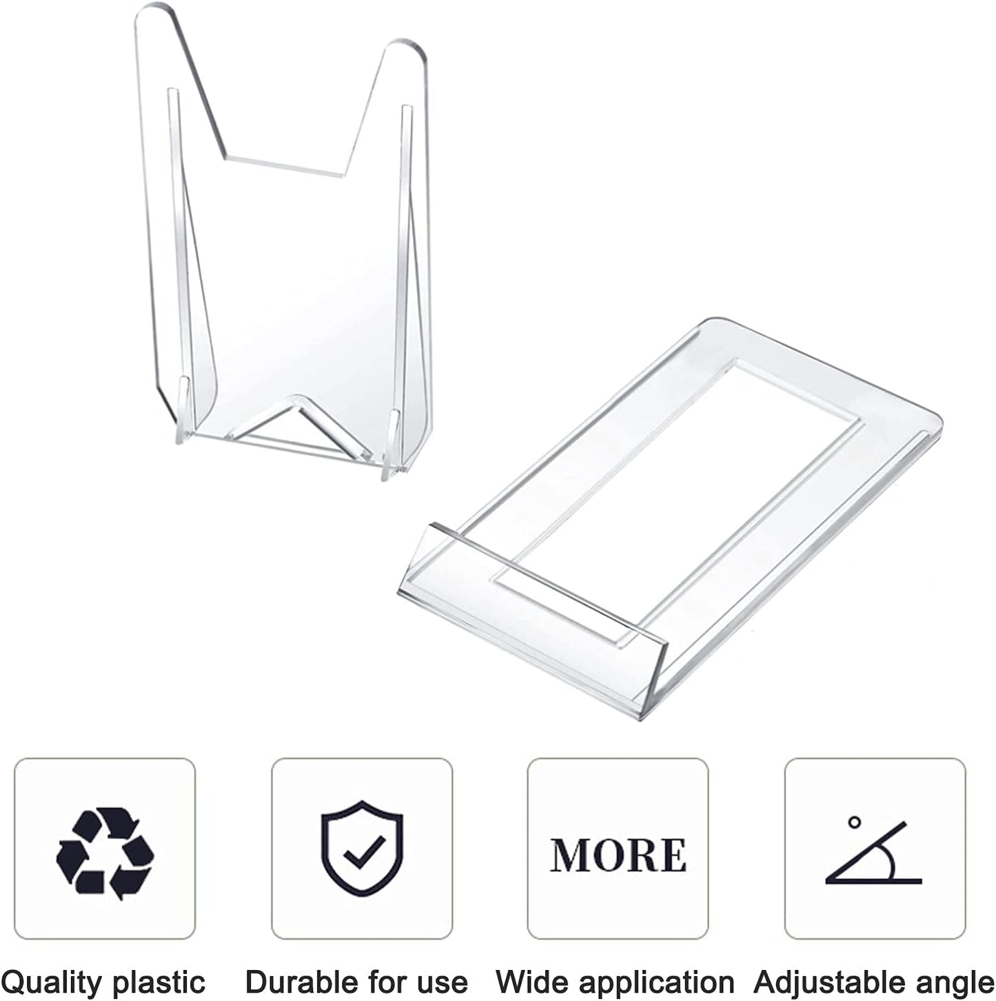 WANDIC Acrylic Plate Stands, 10 Pcs Mini Clear Plastic Display Holders Adjustable Easels for Flat Plates, Photos, Place