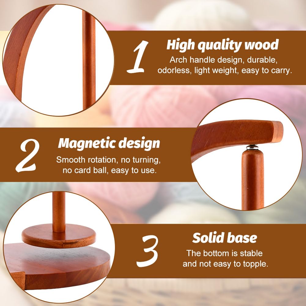 Magnetic Rotating Crochet Yarn Holder with Storage Box - 2-in-1 Wooden Yarn Spinner & Organizer for Knitting Accessories, Yarn-Ball Windder for Crocheting Projects