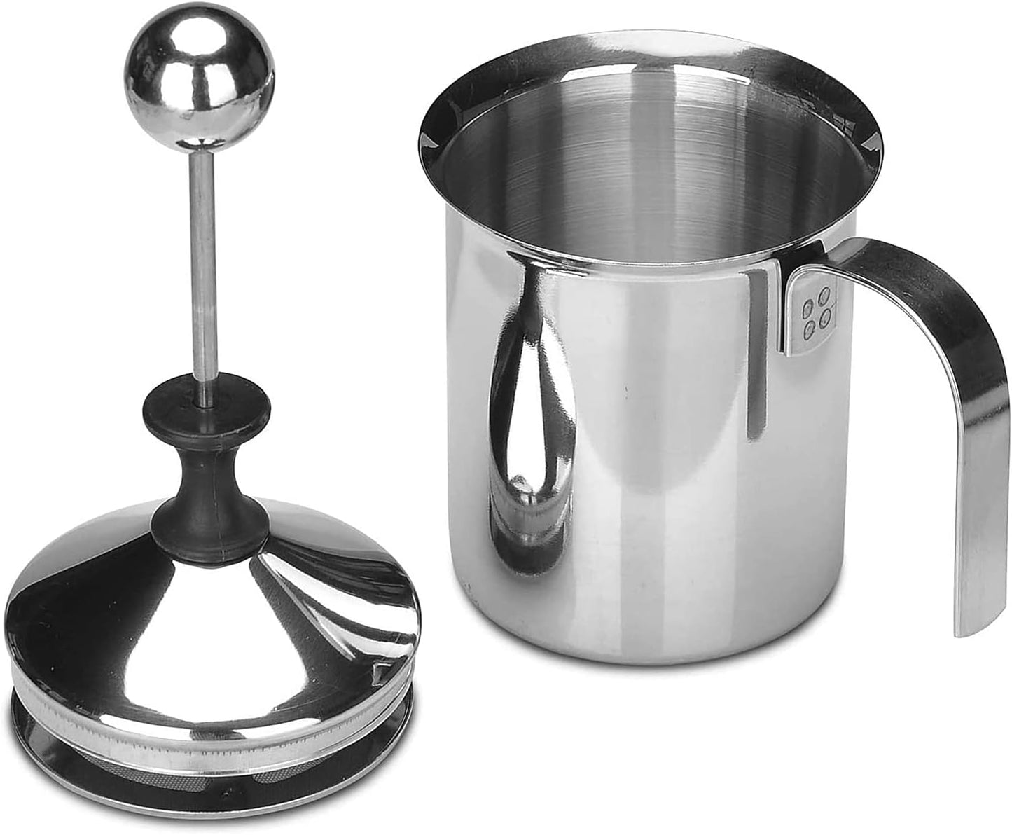 14-Ounce Stainless Steel Manual Milk Foamer, Hand Pump Frothing Pitcher for Cappuccino and Latte