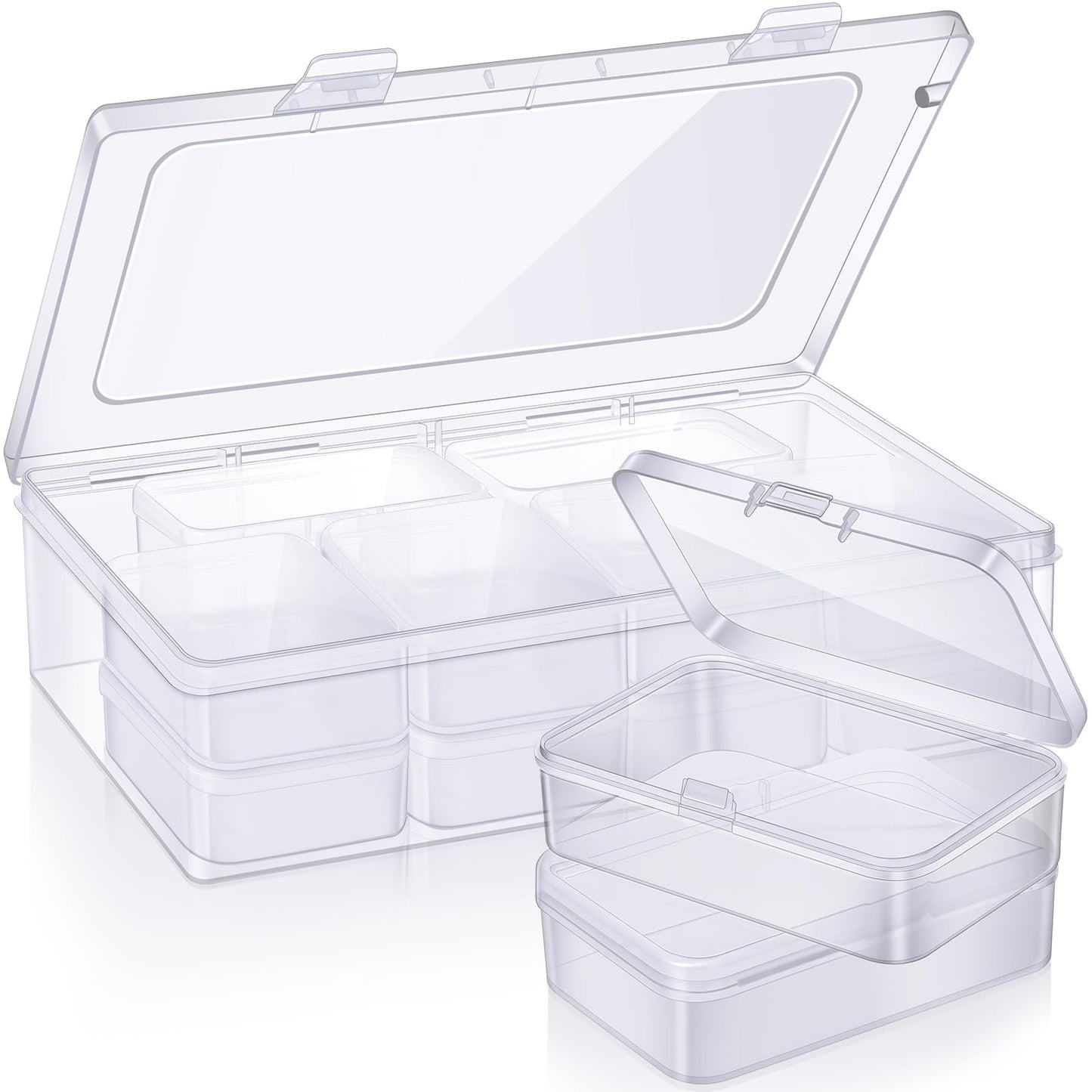 Blulu 13 Pieces Small Bead Organizers Plastic Bead Storage Containers with Lids Mini Clear Storage Cases Transparent Craft Boxes for Jewelry Diamonds DIY Art Craft Accessory(3.3 x 2.2 x 1 Inch)