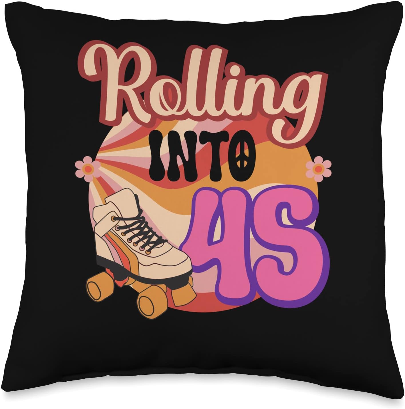 In-line Skates Towards 1981 Rolling Into 45 Throw Pillow, 16x16, Multicolor Design