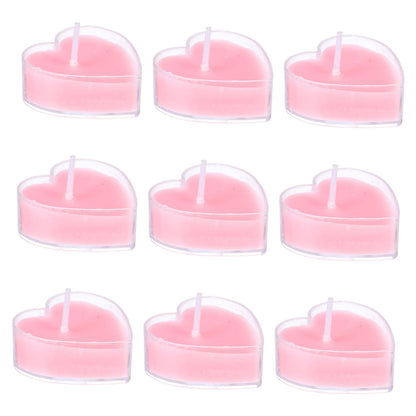 FOMIYES 9Pcs Smokeless Tea Wax Heart Shaped Scented Candles with Paraffin Wax Romantic Proposal Decoration for Home Wedding Birthday Soft for Eye Protection
