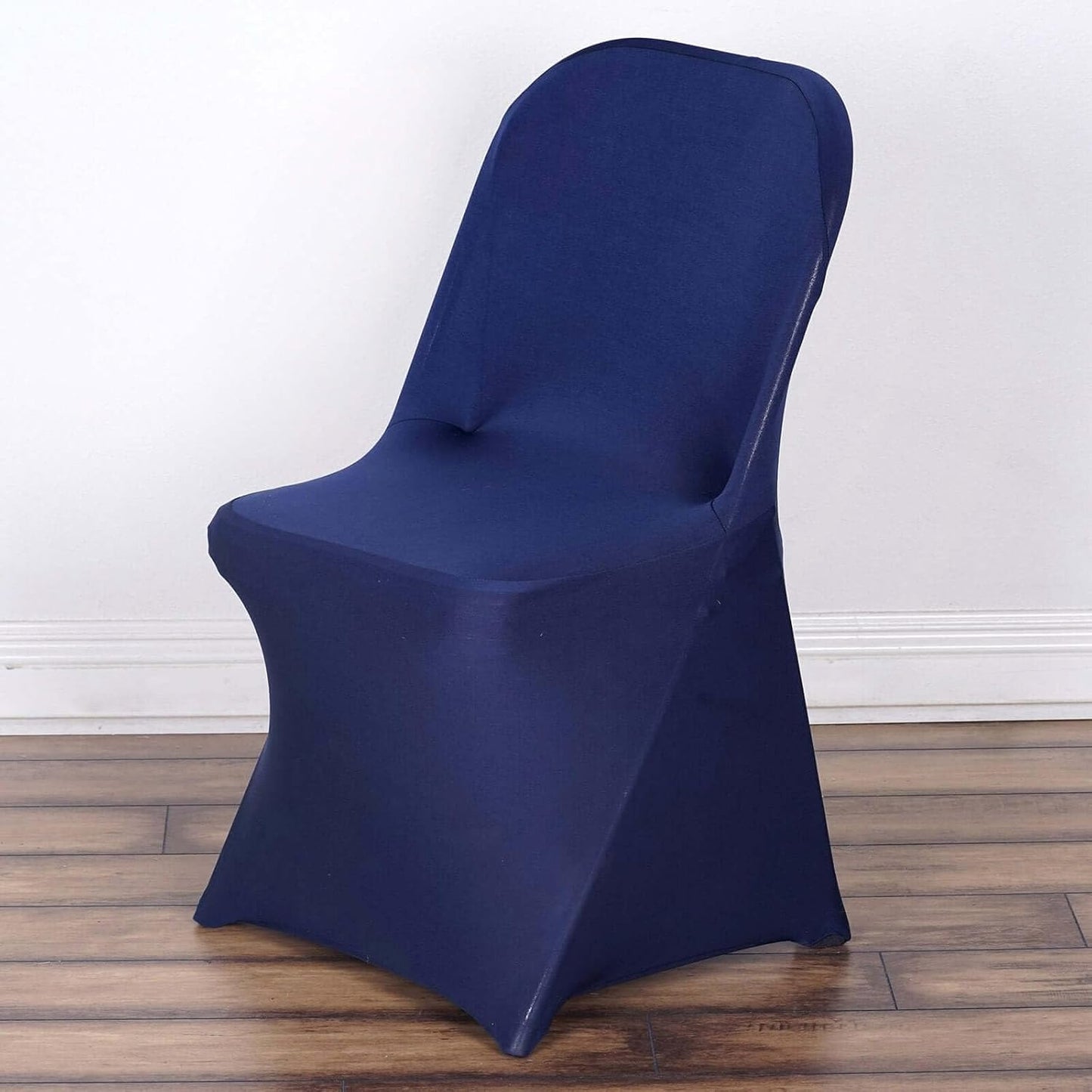 5 Efavormart PCS Navy Premium Spandex Stretch Folding Chair Cover, Fitted Folding Chair Cover