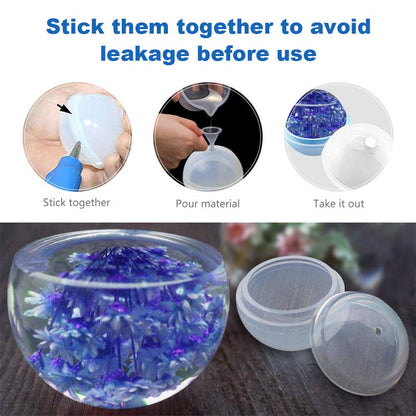 EuTengHao 18Pcs DIY Silicone Resin Casting Molds Tools Set Includes 6 Resin Casting Molds Large Clear Silicone Molds 2 Measurement Cup 10 Wood Sticks for DIY Home Decoration