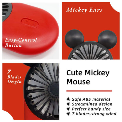 DecoLife Cute Handheld Mini USB Fan, Rechargeable Portable Fan, 3 Adjustable Speeds and Wearable Accessories, Pocket Size for Indoor Or Outdoor Activities (Red)