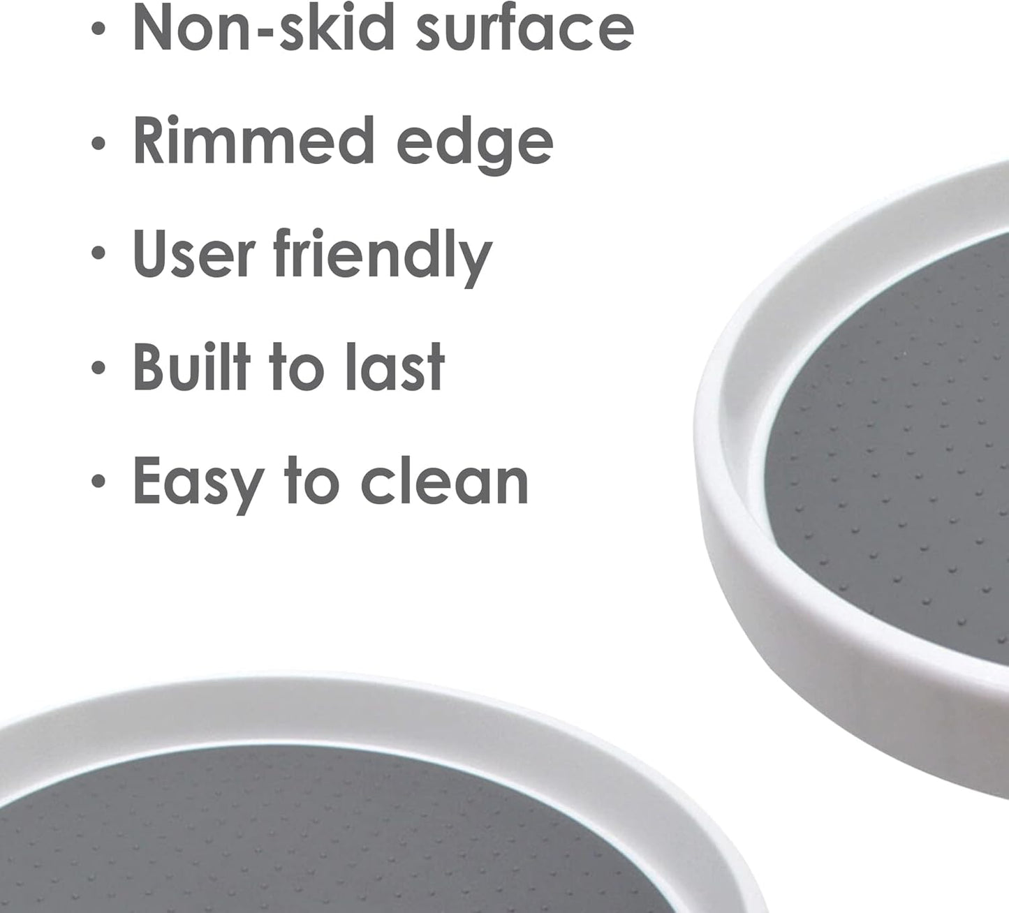 Lazy Susan Turntable 2 Pack, 12 Inch Non-Skid Round Spinning Spice Organizer for Kitchen, Cabinet, Pantry, Fridge