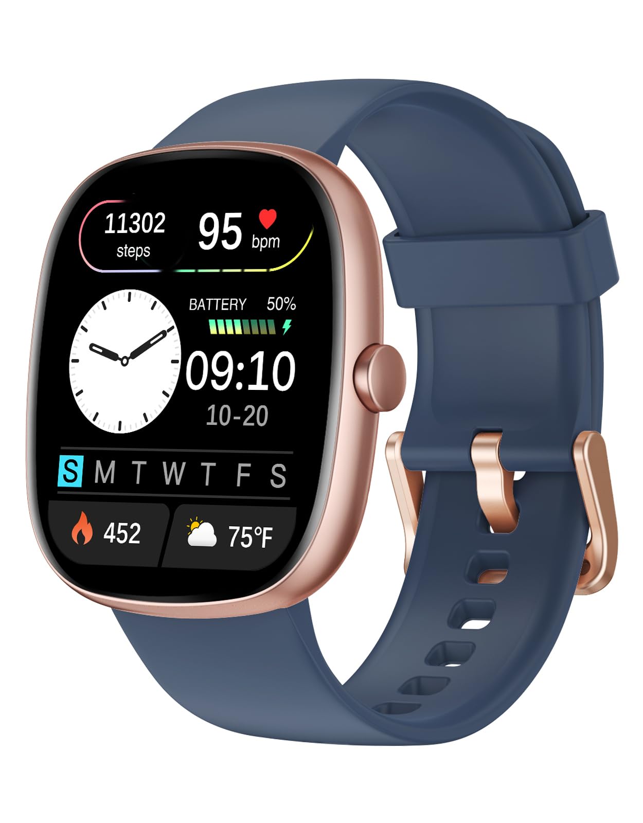 Fitness Tracker 2025 Ver. (Answer/Make Calls), 1.85" Smart Watch Fitness Watches for Women Men with 24/7 Heart Rate Blood Oxygen Monitor Sleep Tracker 100+ Sport Modes IP68 Waterproof (Blue)