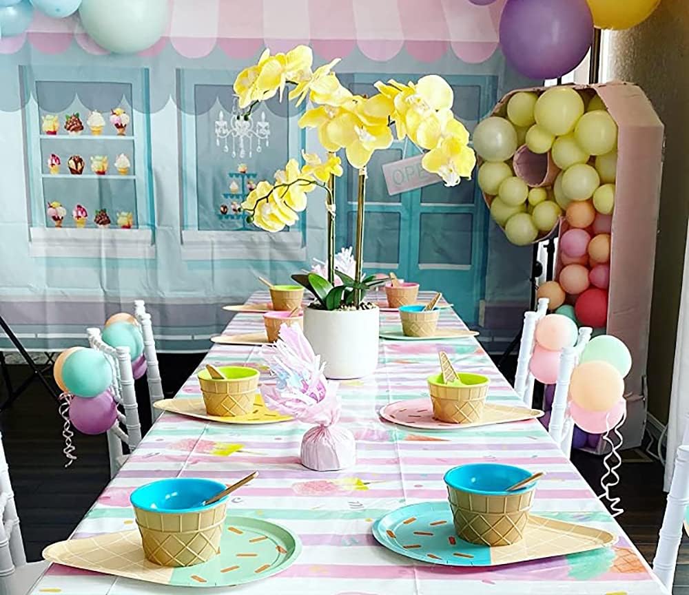 24 Pack 6 Set Frozen Summer Lawei Plastic Ice Cream Bowls with Spoons, Reusable Fun Ice Cream Cups Bulks, Cartoon Candy