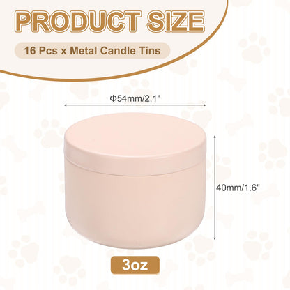 MECCANIXITY 3oz Candle Tins, 16pcs Metal Candle Tins Jars with Lids Round Empty Tin Can Containers Bulk for Storage Tea and Making DIY Arts Crafts Christmas Gifts, Pink