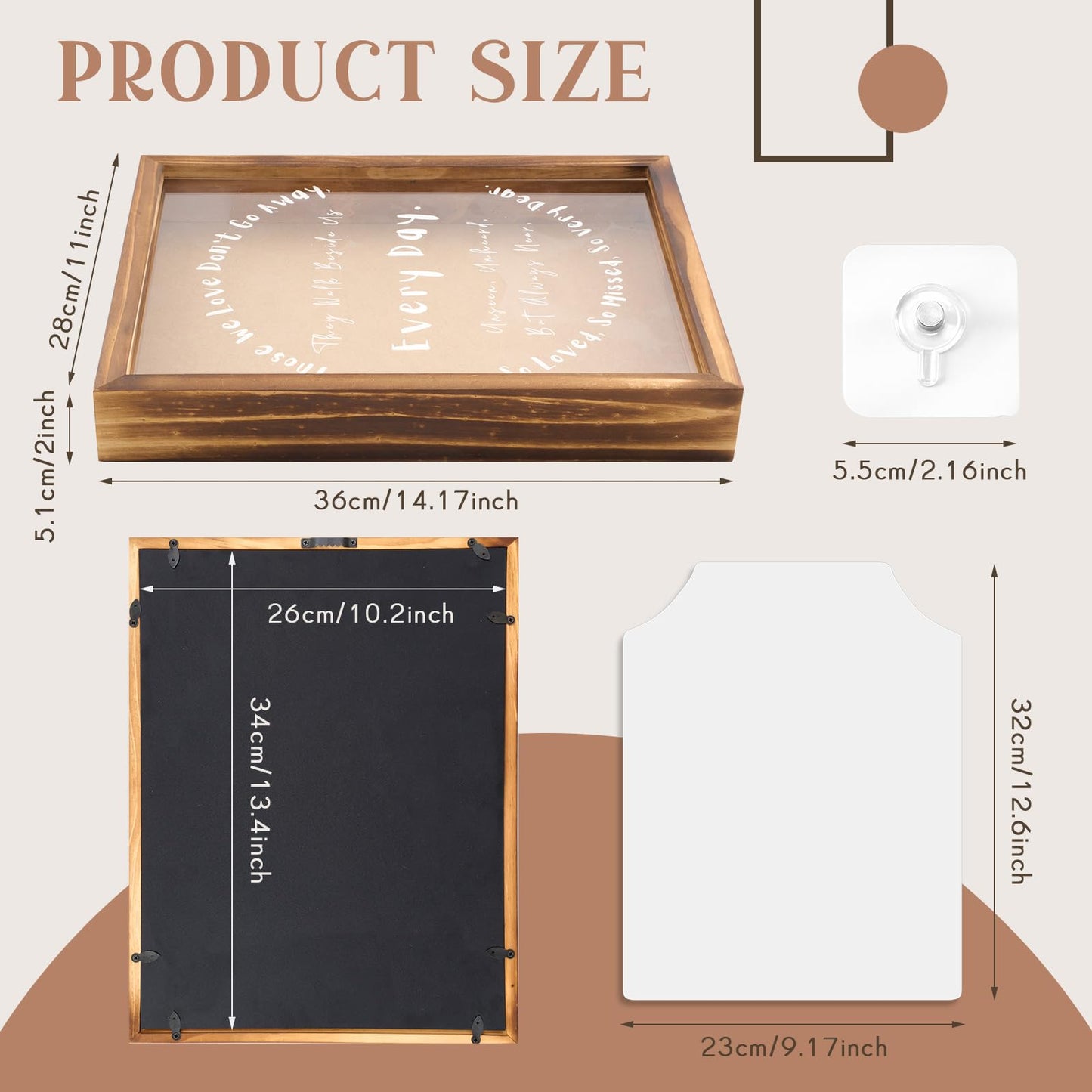 Novabright Sympathy Gifts for Loss of Father Husband Dad Mother- Memorial Clothing Display Shadow Box Frame for Keepsakes Decorations, Bereavement Remembrance for Loss of Loved One, 14.1x11x2, Brown