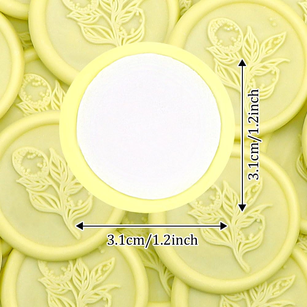 Aiviman 50Pcs Flower Wax Seal Stickers,Lemon Yellow Self Adhesive Envelope Seal Stickers,Great for Gift Wrapping,Wedding Invitation,Halloween,Christmas