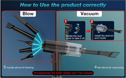 Cordless Handheld Car Vacuum, 12000Pa Strong Suction Mini Vacuum, 3-in-1 Design with LED Light for Multi-Scenario Use