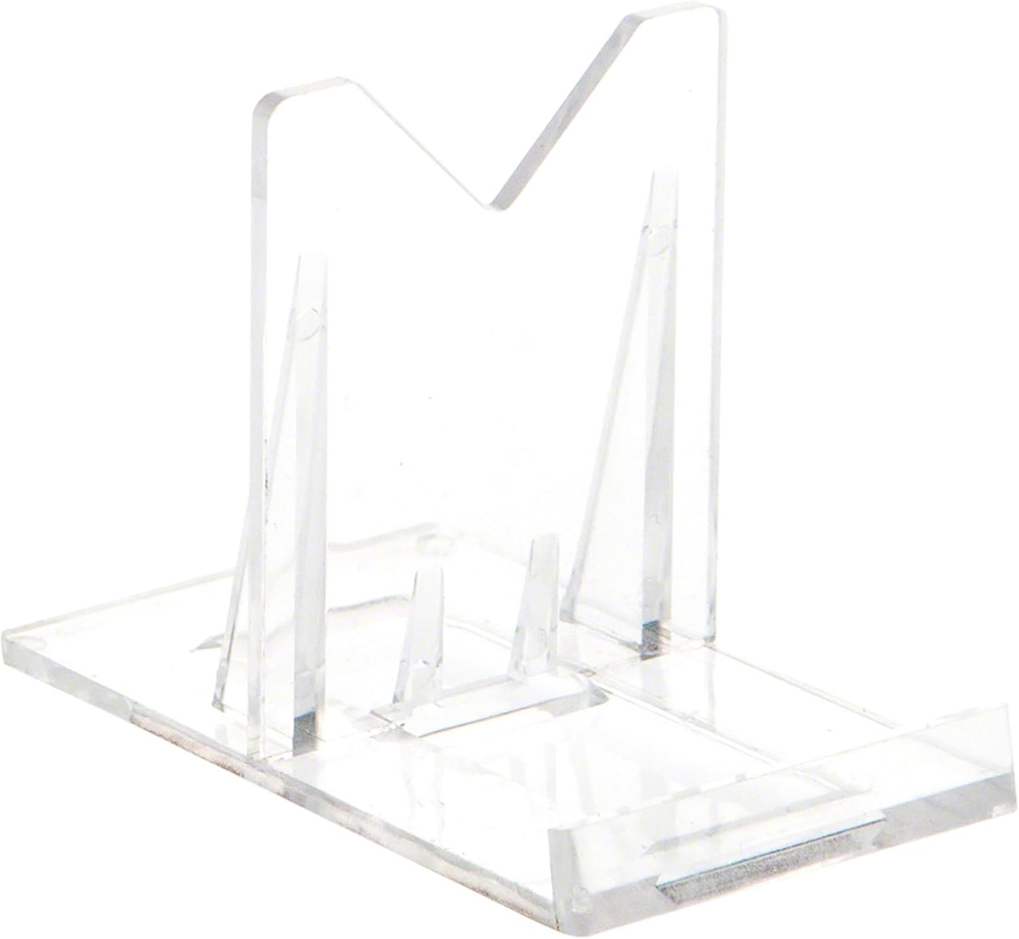 Plymor 6 Pack Clear Acrylic Sliding-Back Adjustable Display Easel, 2" H x 1.5" W x 2.625" D