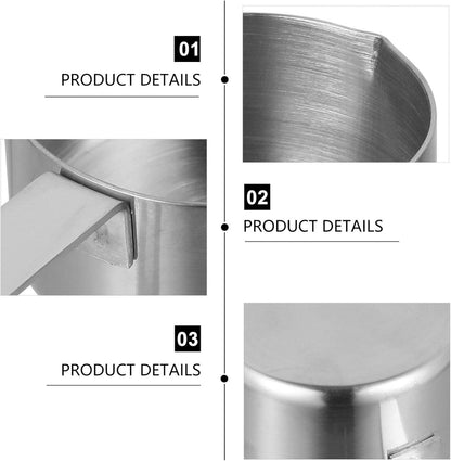 Amosfun Stainless Steel Saucepan, Butter Melting Pot with Dual Spouts and Long Handle, 60ml