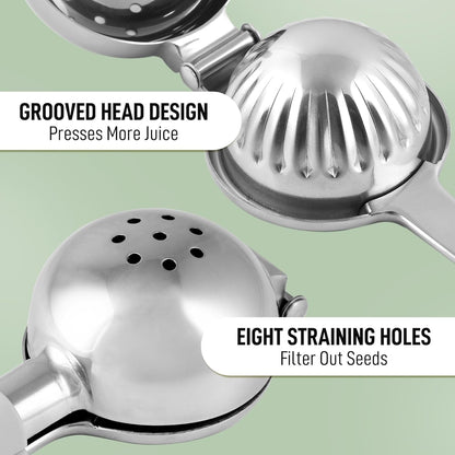 Zulay Kitchen Stainless Steel Lemon Squeezer - Heavy Duty Manual Citrus Press Juicer | Large Size