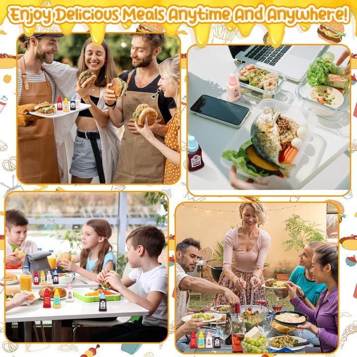 16 25ml pcs Mini Ketchup Bottles Plastic Portable Condiment Squeeze Bottles for Kids Adults Office Lunchbox Picnic Oil