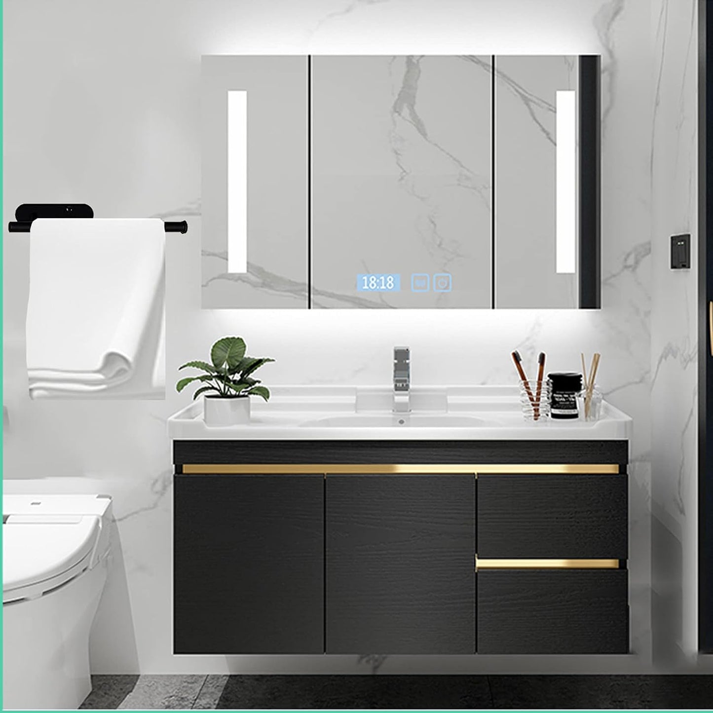 Upgraded Calegency Paper Towel Holder, Under Cabinet Wall Mounted Dispenser, Matte Black for Bathroom and Kitchen
