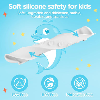 Nelebe Rhh 3FT Dolphin Pattern Bathtub Splash Guard Play Shelf for the Wide &Straight Bathtub Edge Toy Tray Caddy
