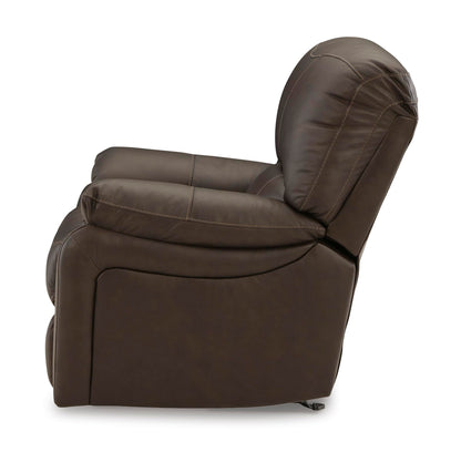 Signature Design by Ashley Leesworth Contemporary Leather Match Power Rocker Recliner with USB Ports, Dark Brown