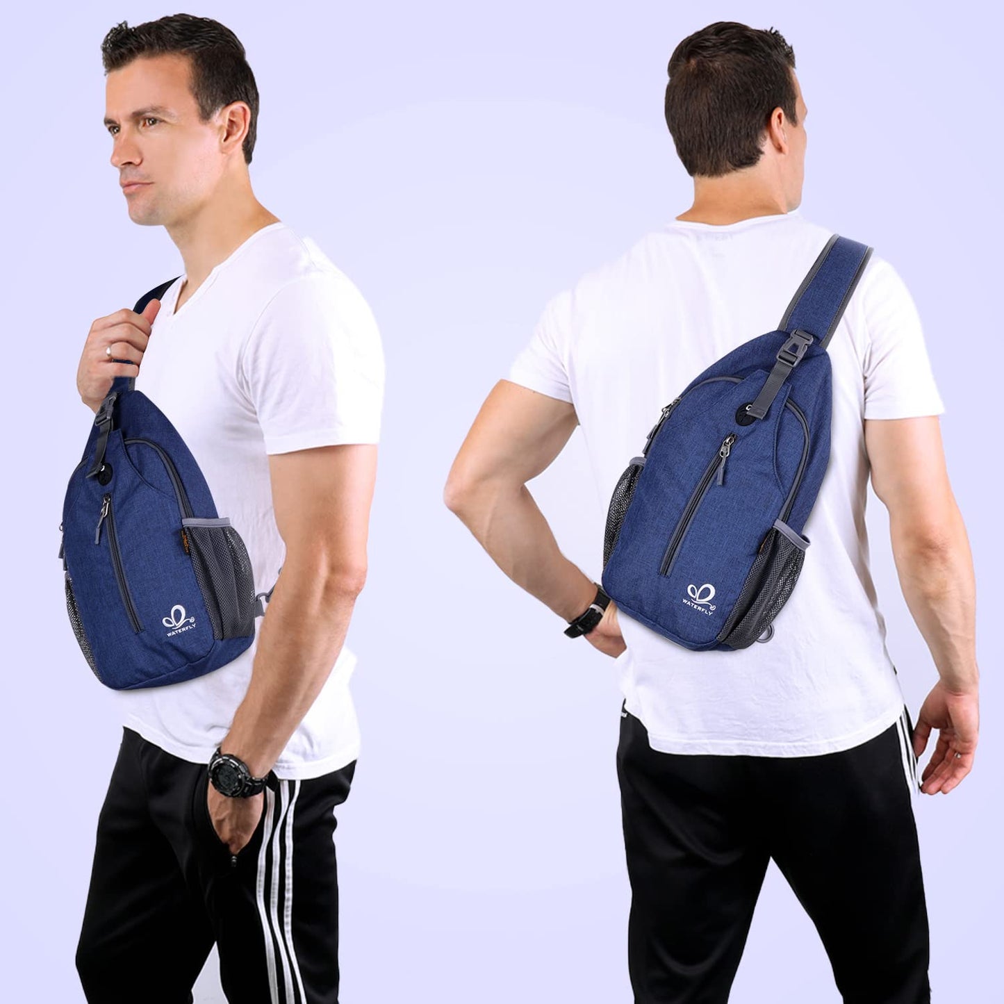 WATERFLY Crossbody Sling Backpack Sling Bag Travel Hiking Chest Bag Daypack