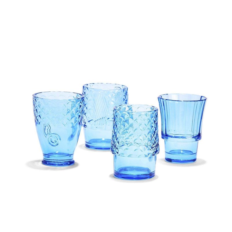 Two's Company Under the Sea Set of 4 Fish Design Drinking Glasses