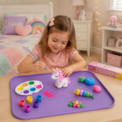 Silicone Art Mat for Crafts, 24" x 16" Silicone Painting Mat with Raised Sides to Stay Tidy, Play Sand, Legos, Slime, Resin & Jewelry-Making, DIY Crafts Mat (Purple)