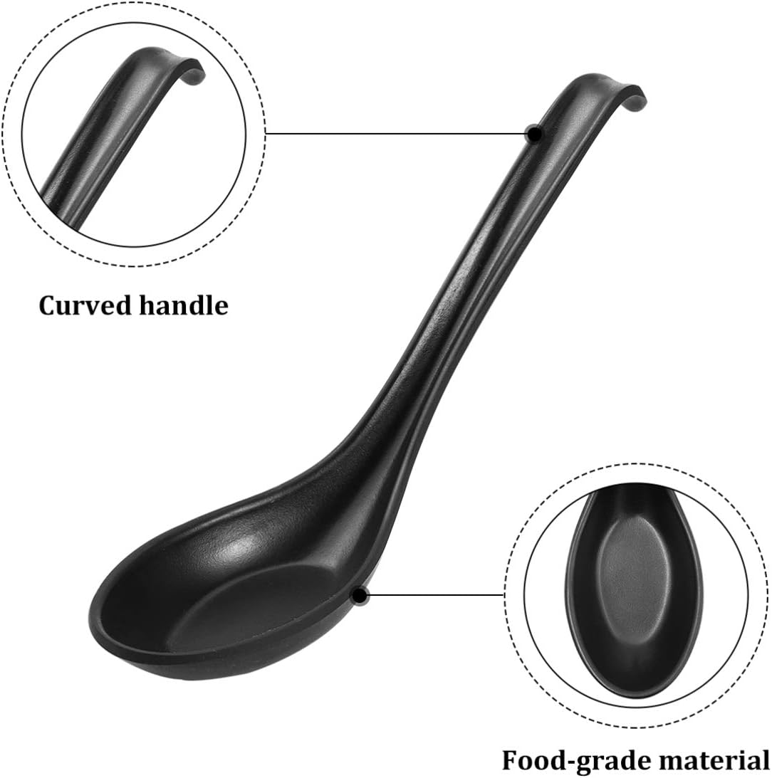 6Pcs Asian Soup Spoons, Melamine Rice Spoons for Ramen, Deep Oval Hook Design